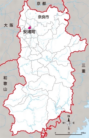（奈良県安堵町位置図　©Shogakukan　作図／小学館クリエイティブ）